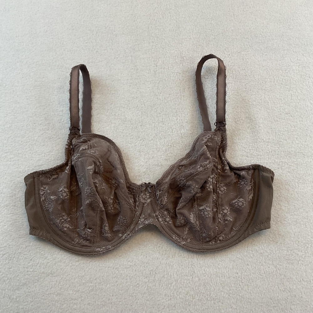 Wacoal Retro Chic Full Figure Underwire Bra Brown Floral Lace 855433 40D